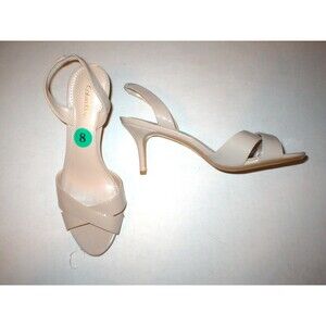 New Womens Calvin Klein Slingbacks Beige Heels Open Toe 9.5 Patent Taupe Nude
